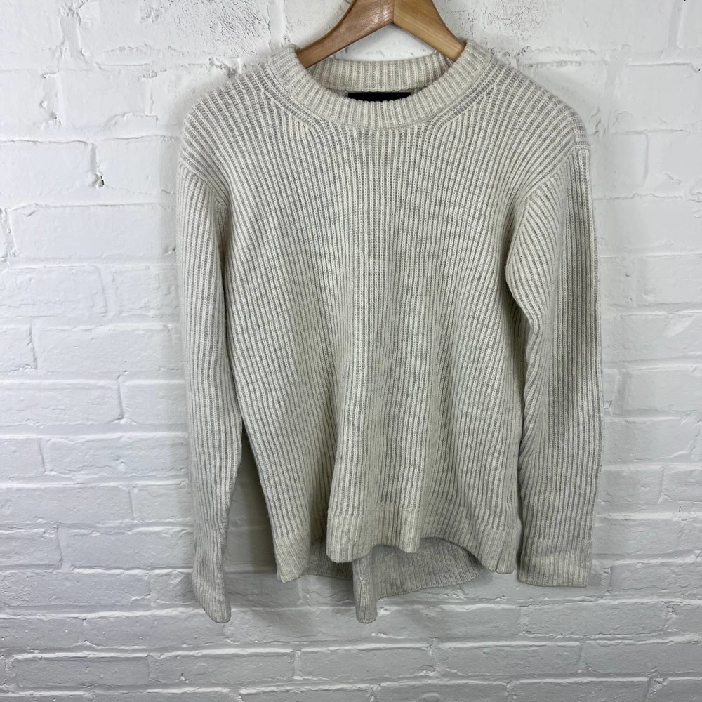 Calvin Klein Women's Crewneck Pullover Acrylic Sweater Long Sleeve White Size S